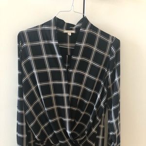 Black and white checkered stripe blouse